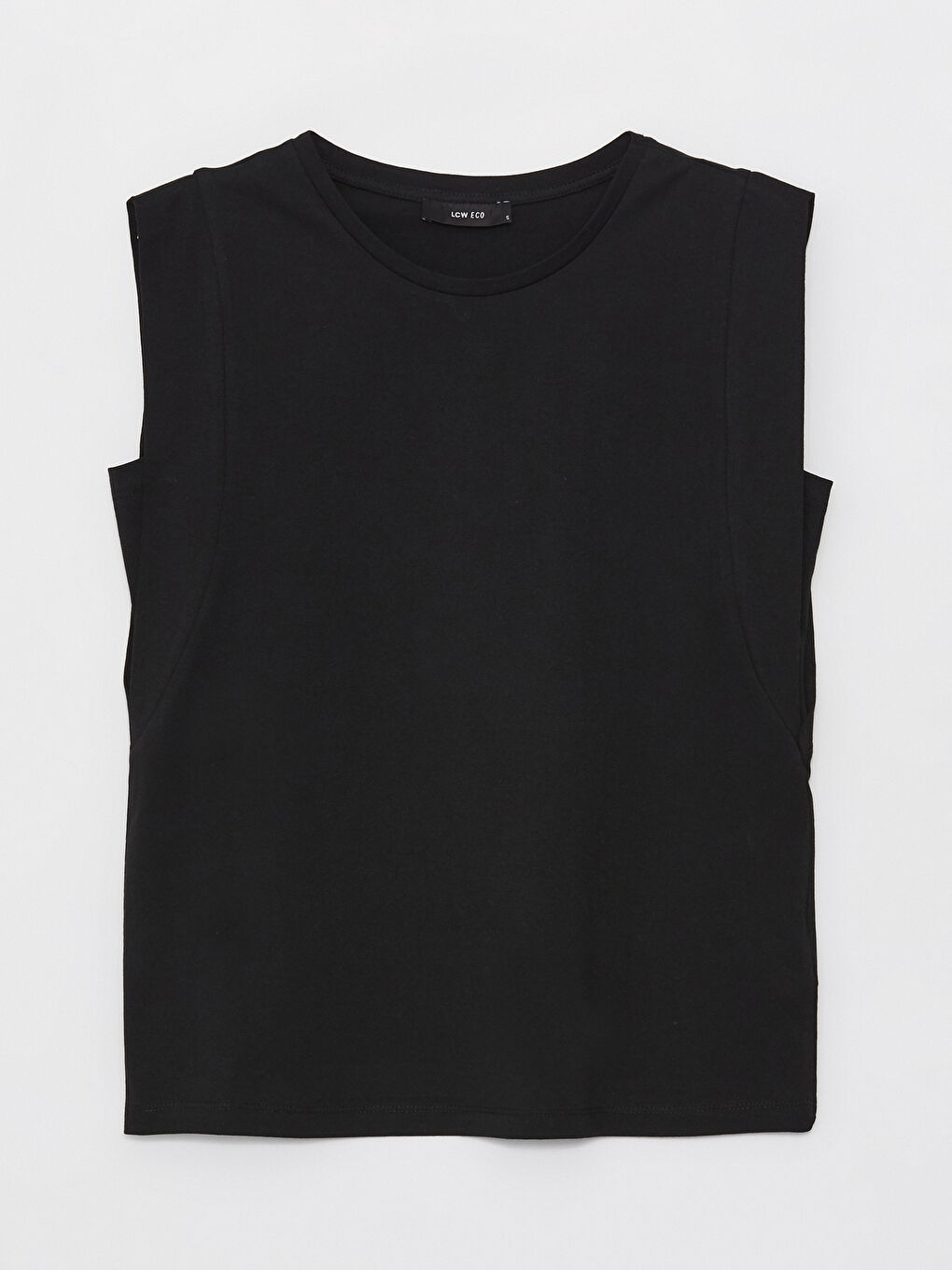 Siyah Bisiklet Yaka Düz Kısa Kollu Kadın Tişört-5