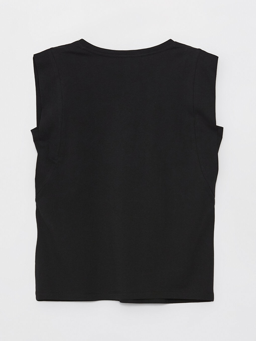 Siyah Bisiklet Yaka Düz Kısa Kollu Kadın Tişört-6