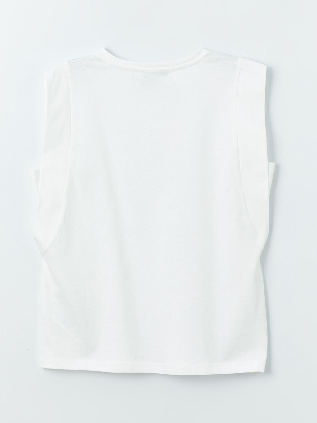 Ekru Bisiklet Yaka Düz Kısa Kollu Kadın Tişört-7