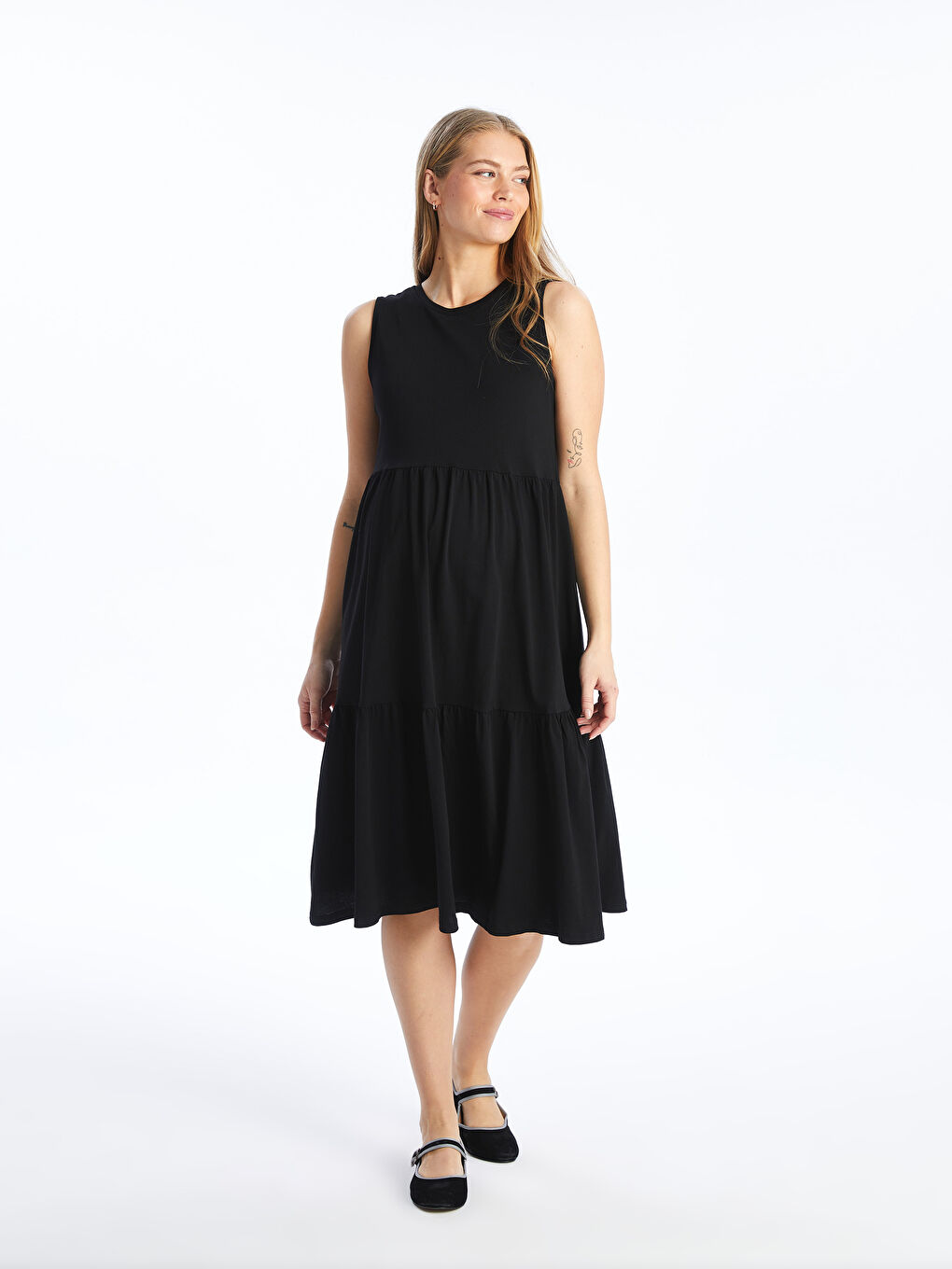 Crew Neck Plain Maternity Dress -S4DK36Z8-CVL