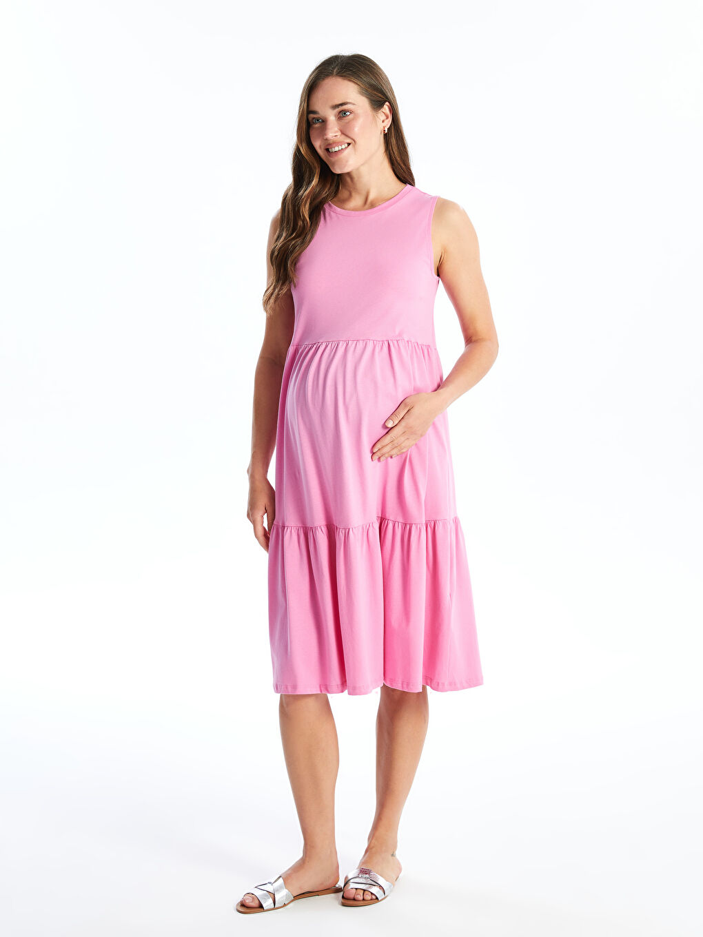 Crew Neck Plain Maternity Dress -S4DK36Z8-GGC