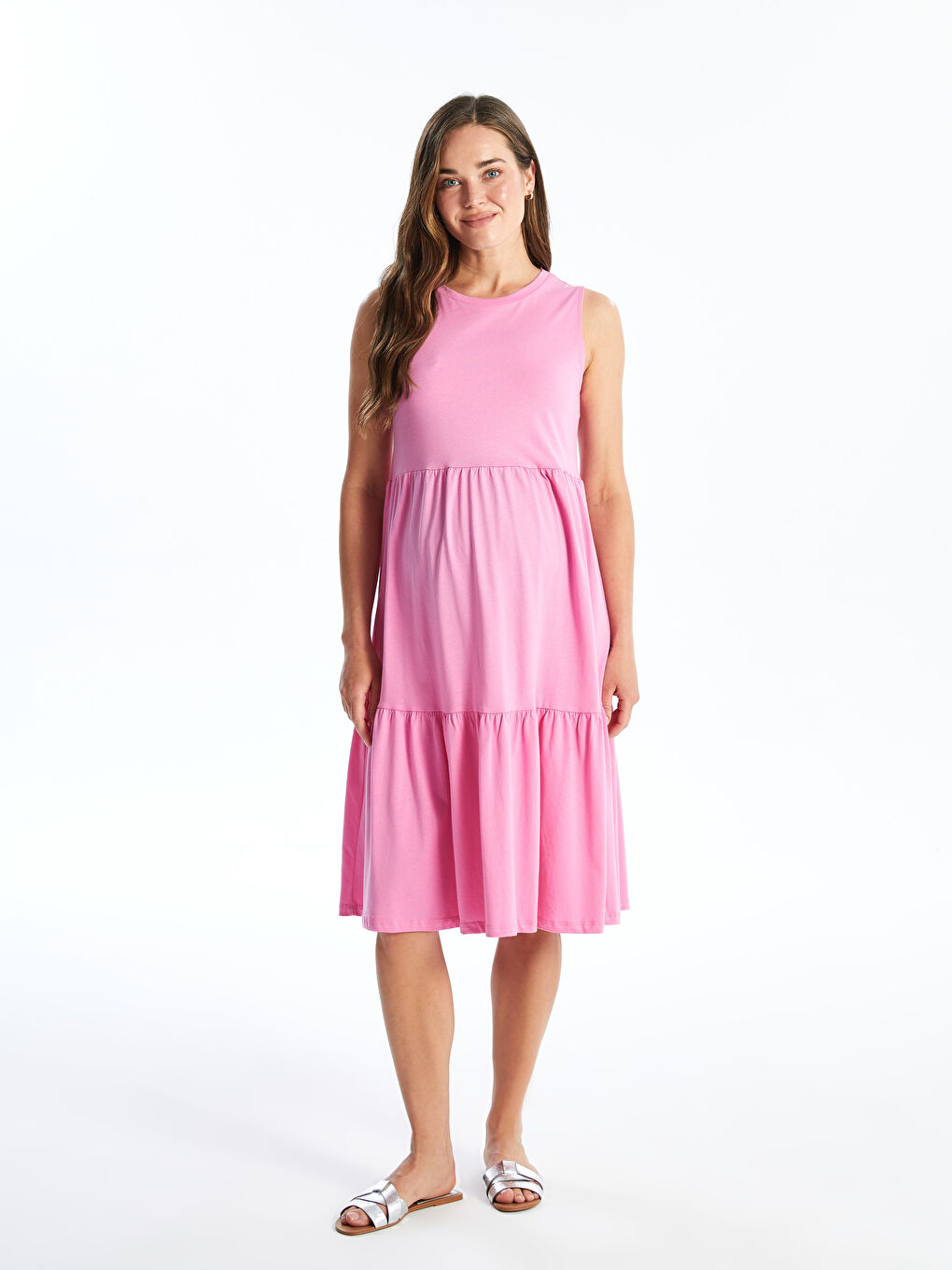 Crew Neck Plain Maternity Dress -S4DK36Z8-GGC