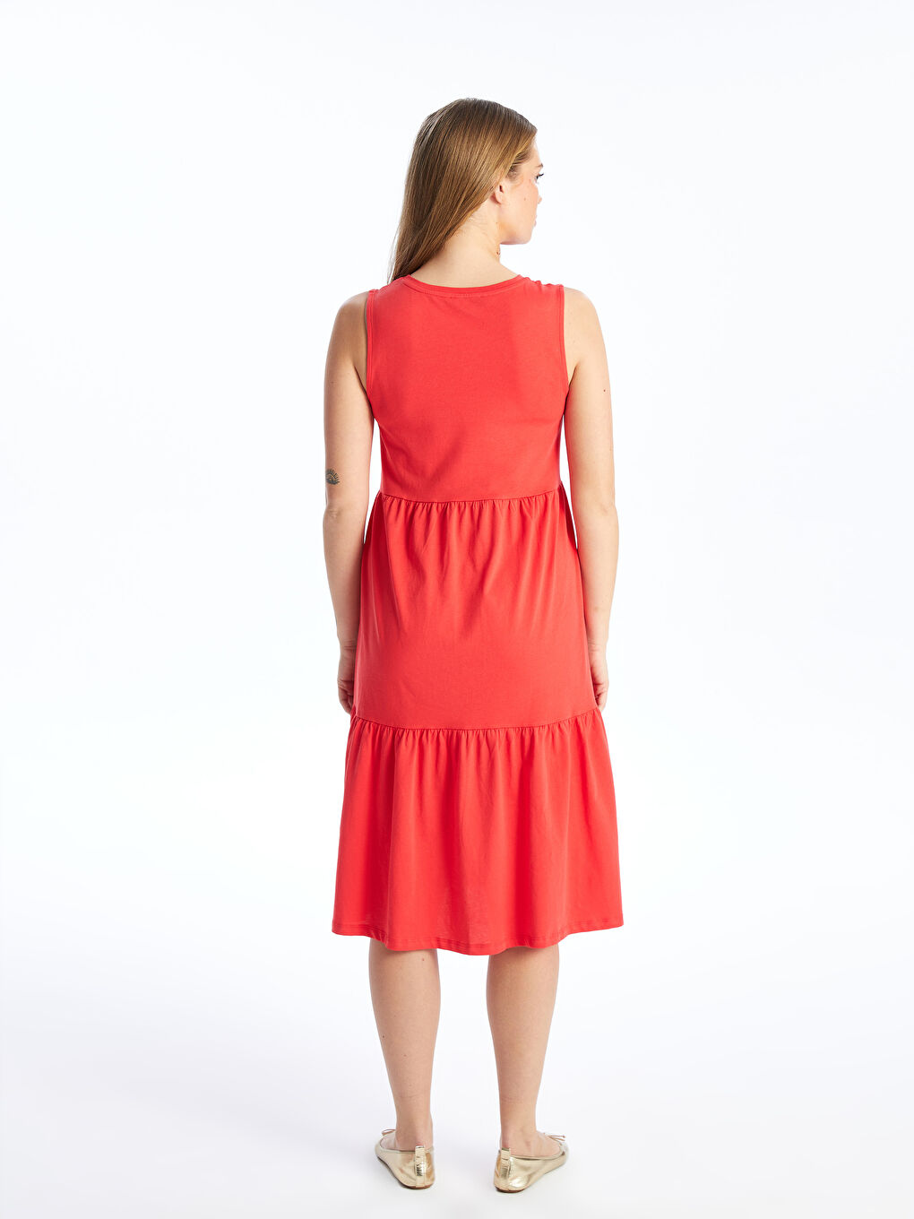 მრგვალი საყელო უბრალო ორსულობის კაბა-9