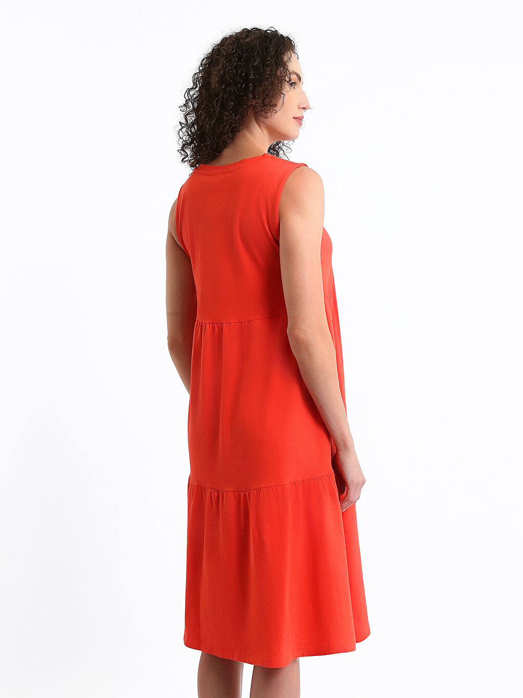 მრგვალი საყელო უბრალო ორსულობის კაბა-8