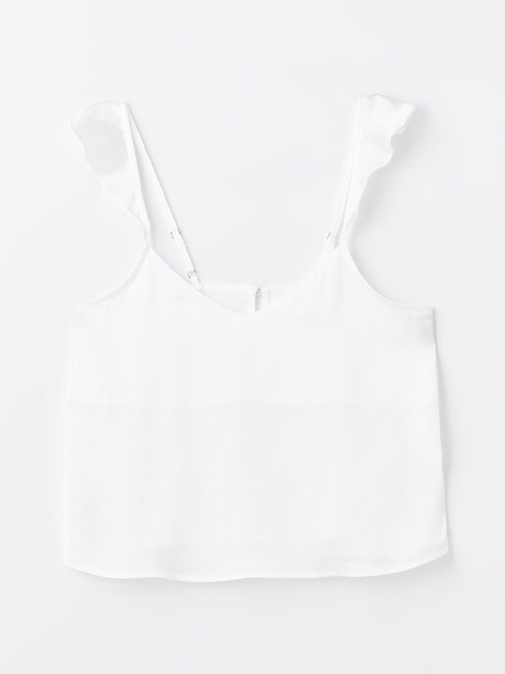 Ekru V Yaka Askılı Saten Kadın Pijama Üst