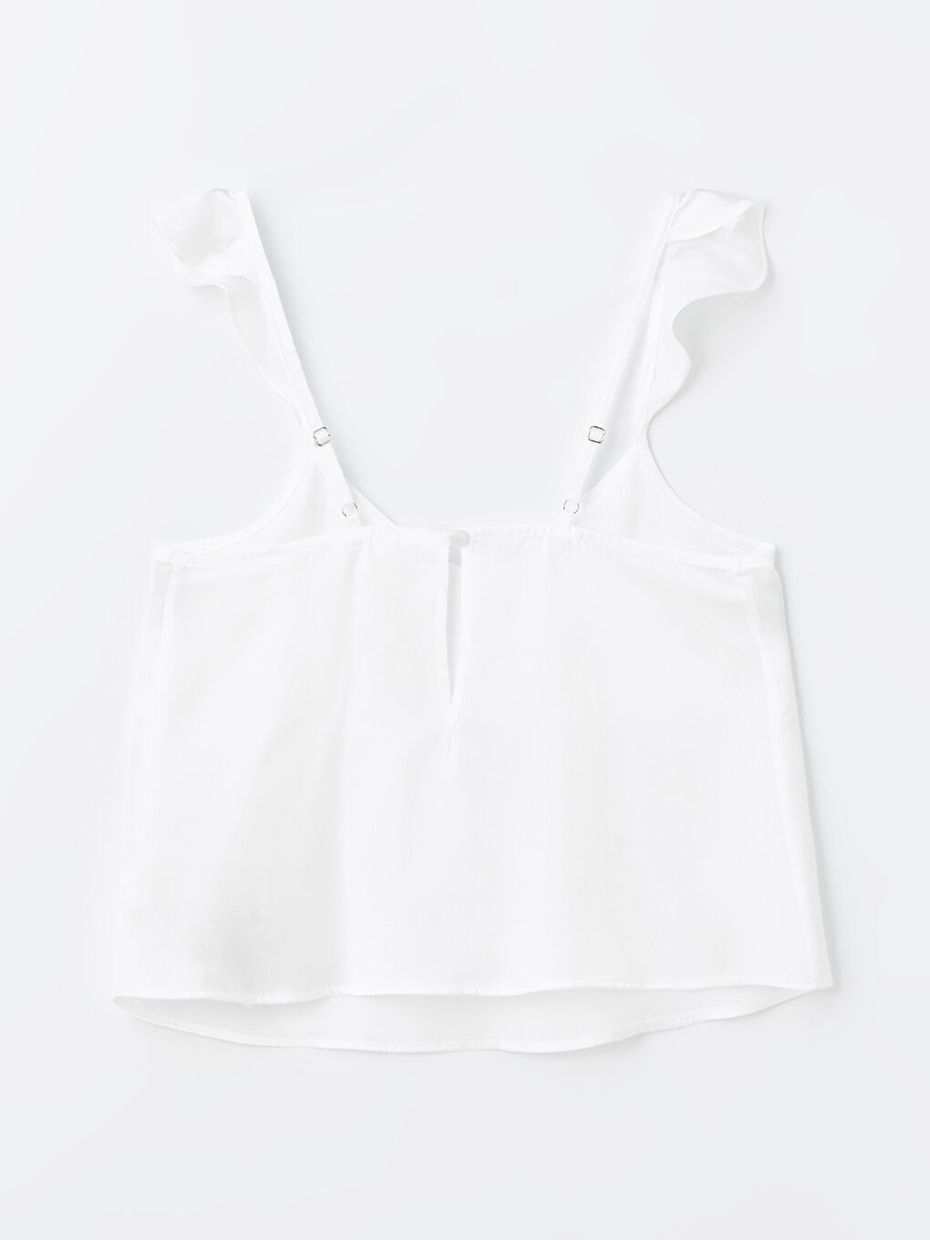 Ekru V Yaka Askılı Saten Kadın Pijama Üst-1