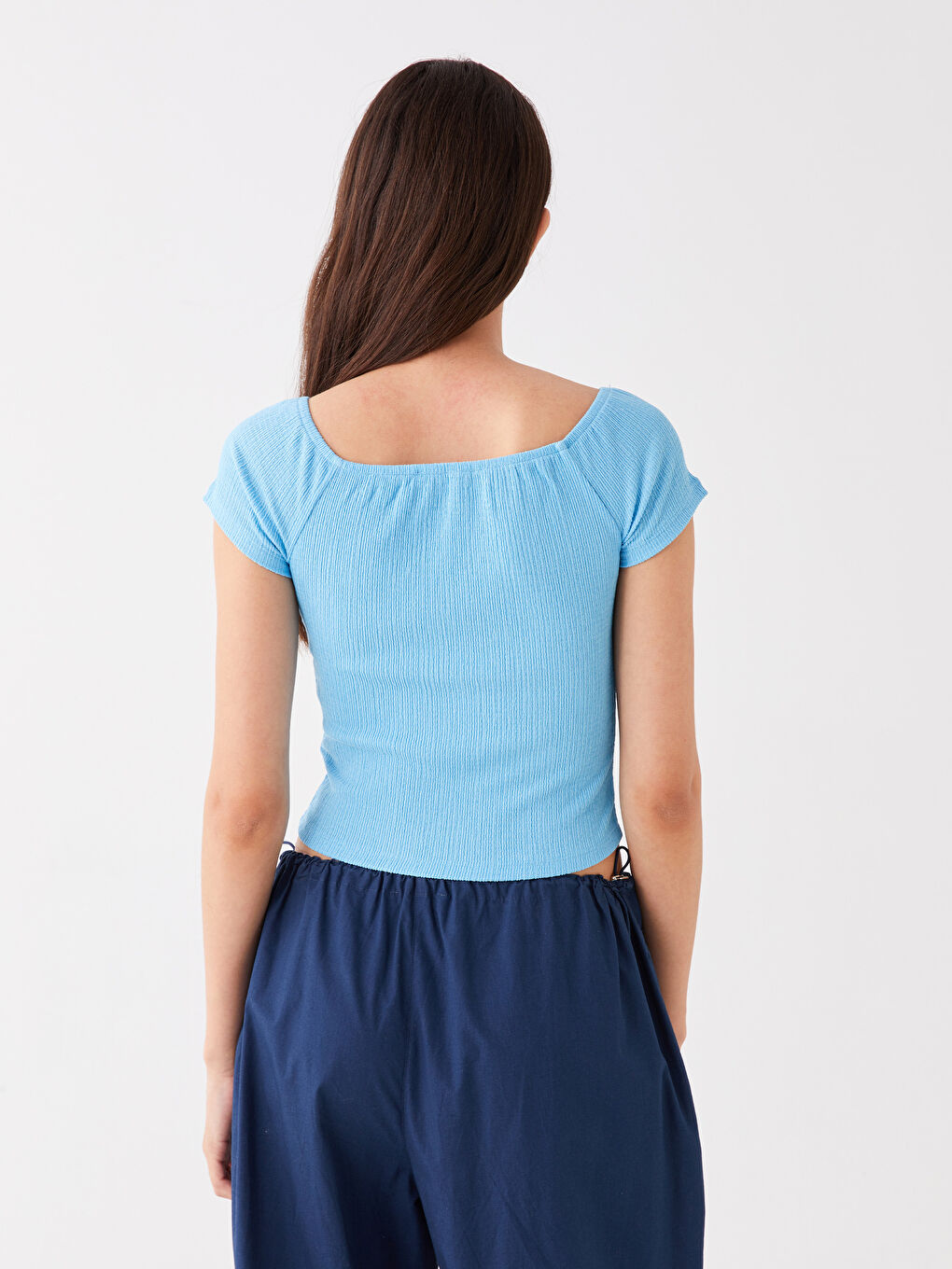 Slash Neck Plain Short Sleeve Women's T-Shirt -S4DK55Z8-FFU