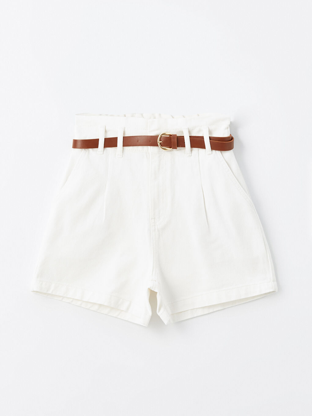 Belted High Waist Loose Fit Women's Denim Shorts -S4DK63Z8-844