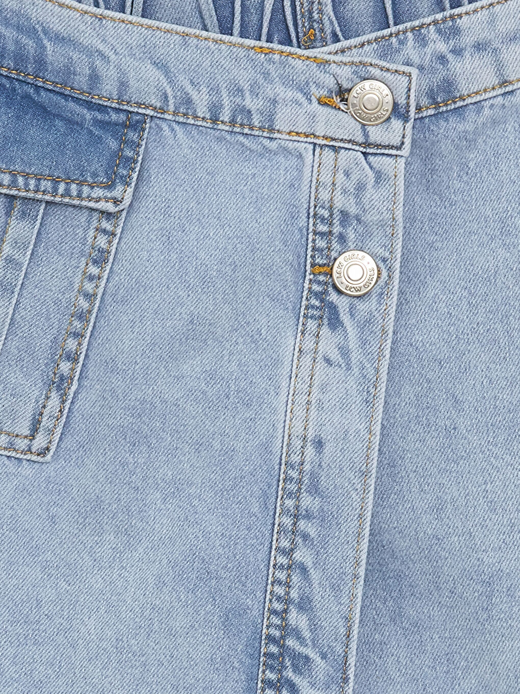 Mavi Beli Lastikli Kız Çocuk Jean Etek-1