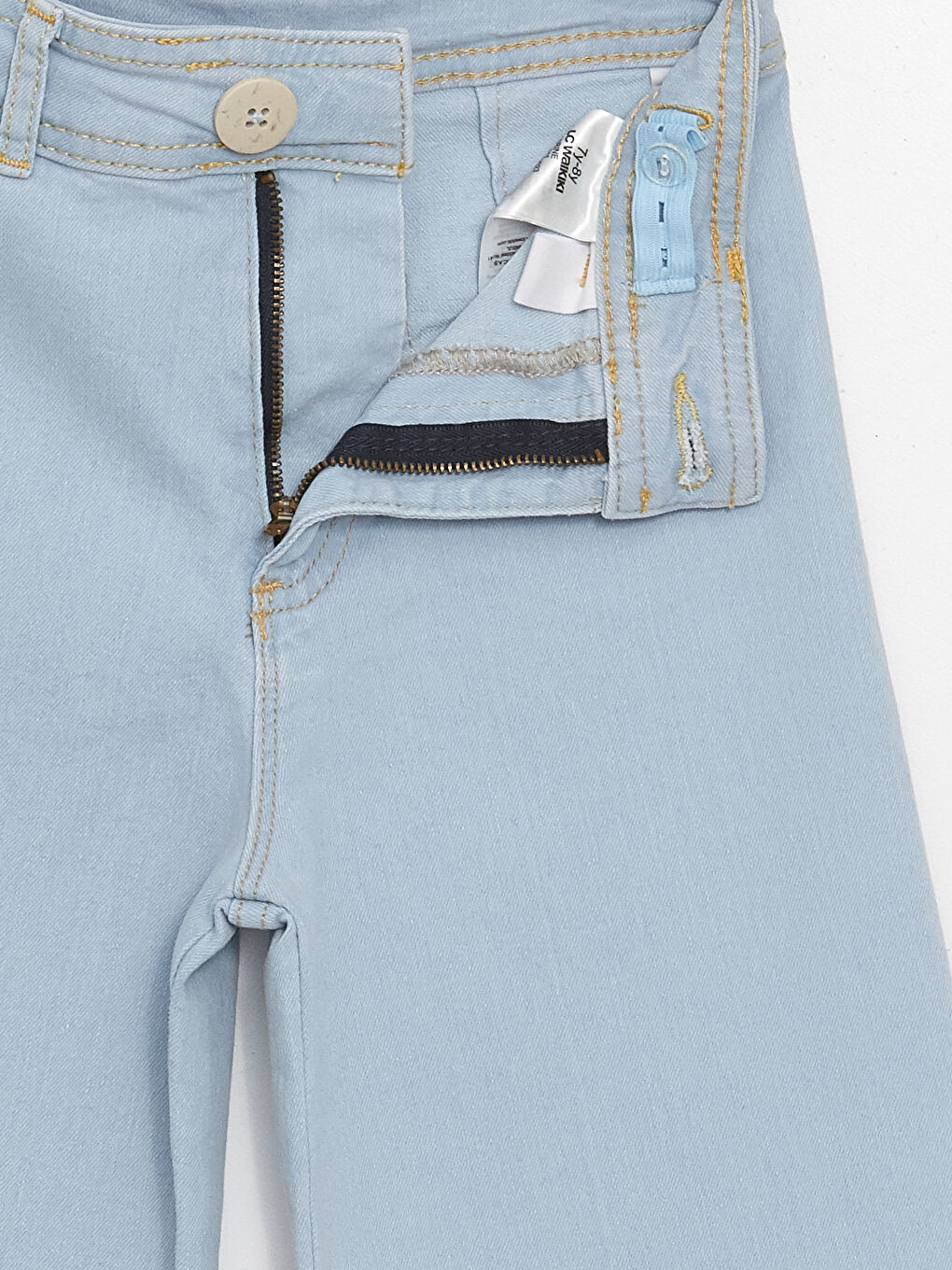 İndigo Beli Ayarlanabilir Lastikli Kız Çocuk Jean Pantolon-2