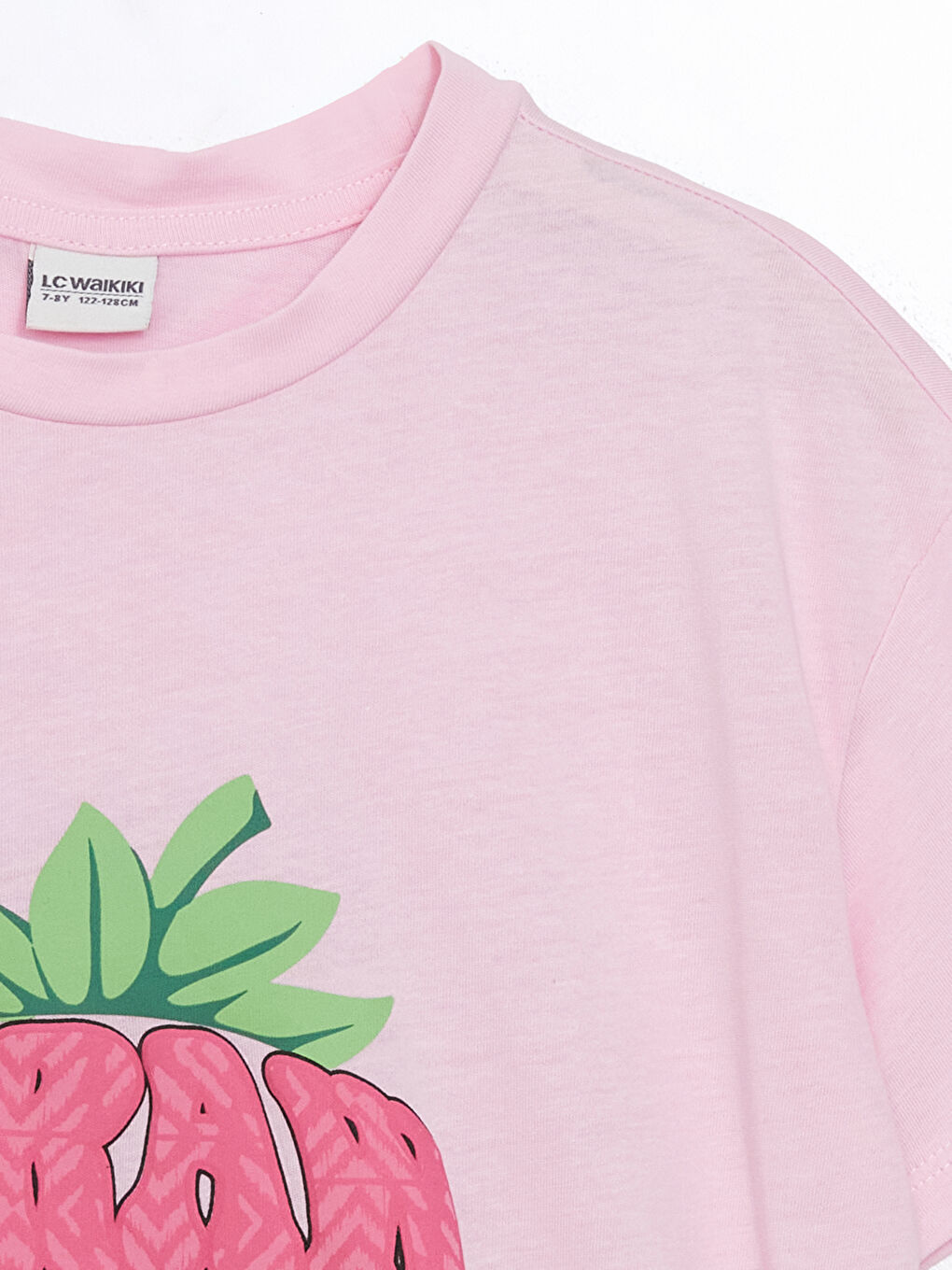 Crew Neck Printed Short Sleeve Girls' Crop T-Shirt -S4DL28Z4-VEV