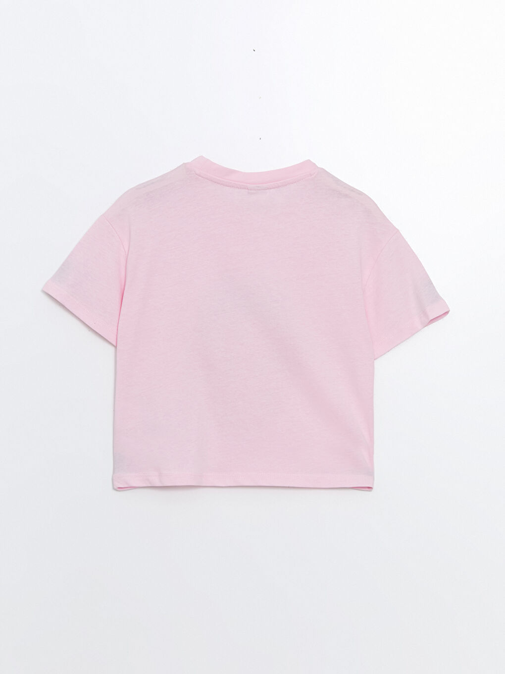 Crew Neck Printed Short Sleeve Girls' Crop T-Shirt -S4DL28Z4-VEV