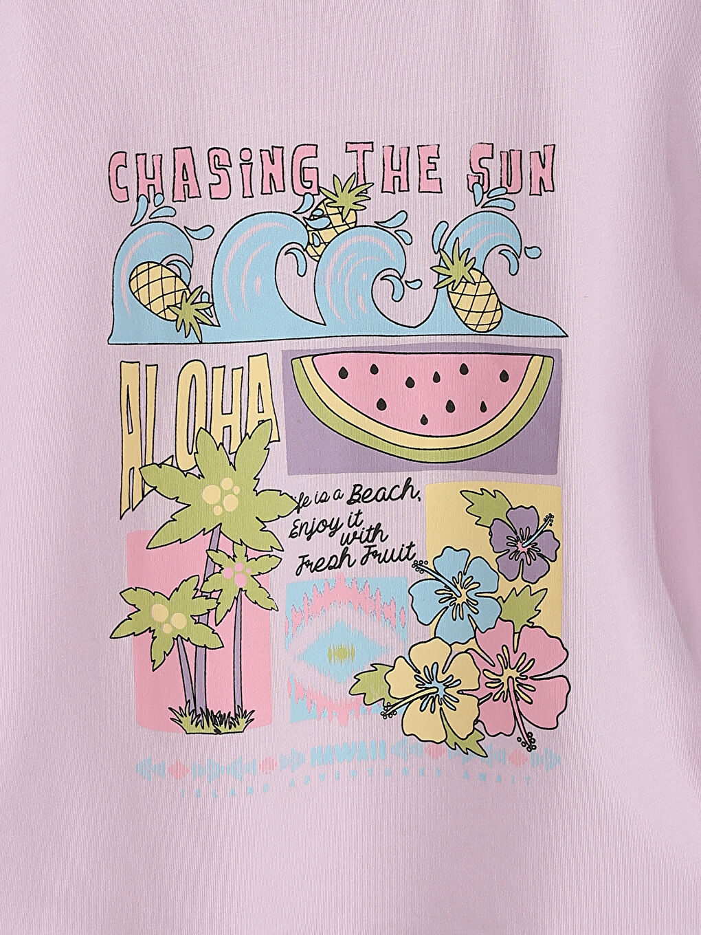 Lila Bisiklet Yaka Baskılı Kısa Kollu Kız Çocuk Tişört-3