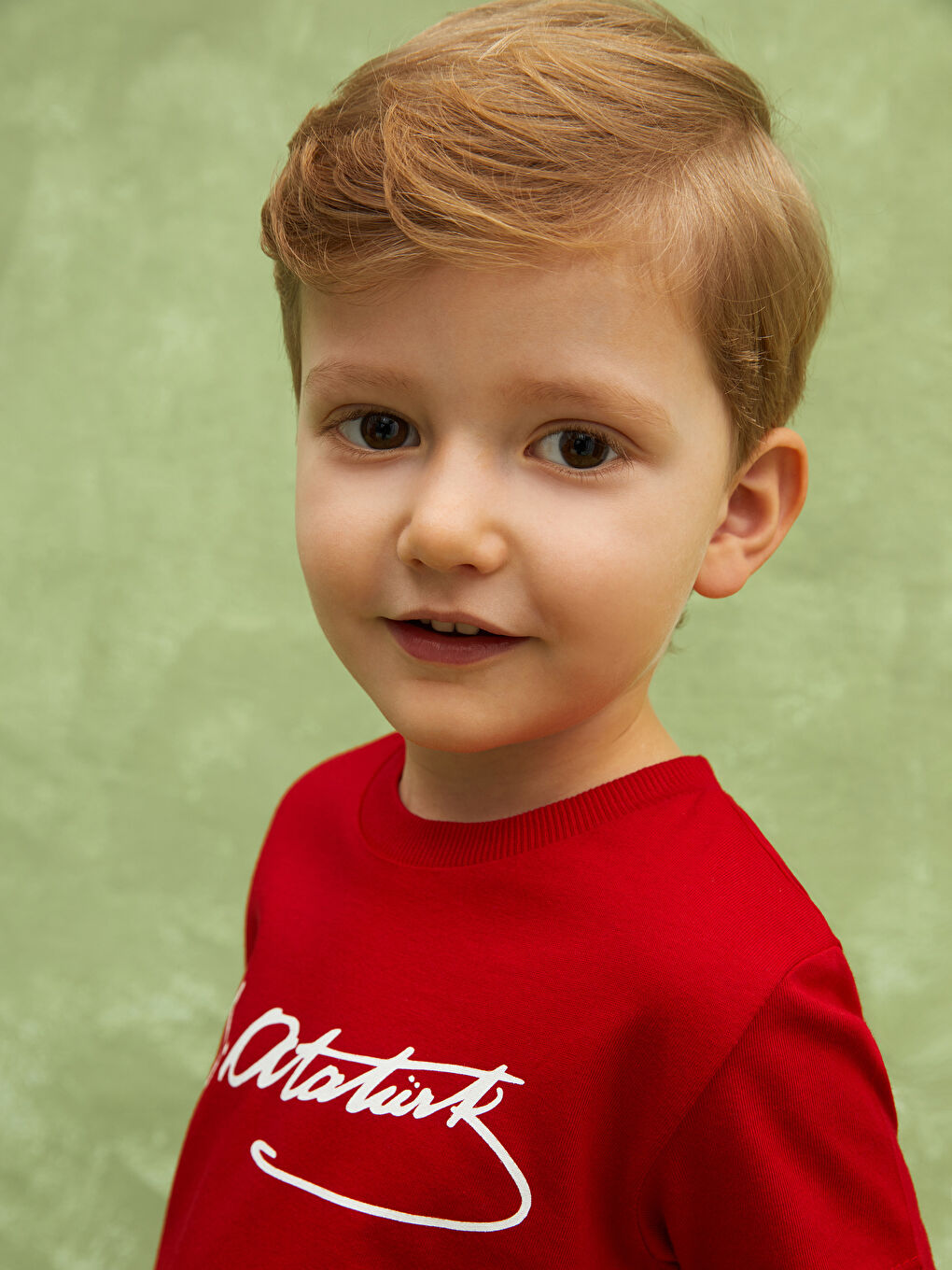 Kırmızı Bisiklet Yaka Atatürk Baskılı Erkek Bebek Tişört-2