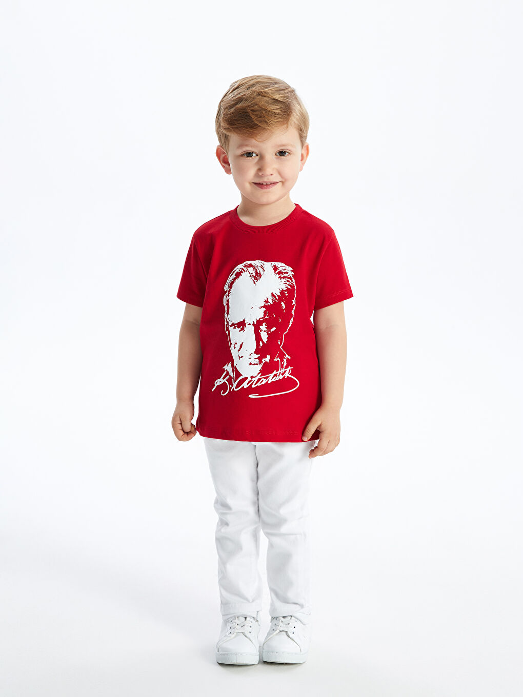 Kırmızı Bisiklet Yaka Atatürk Baskılı Erkek Bebek Tişört-2