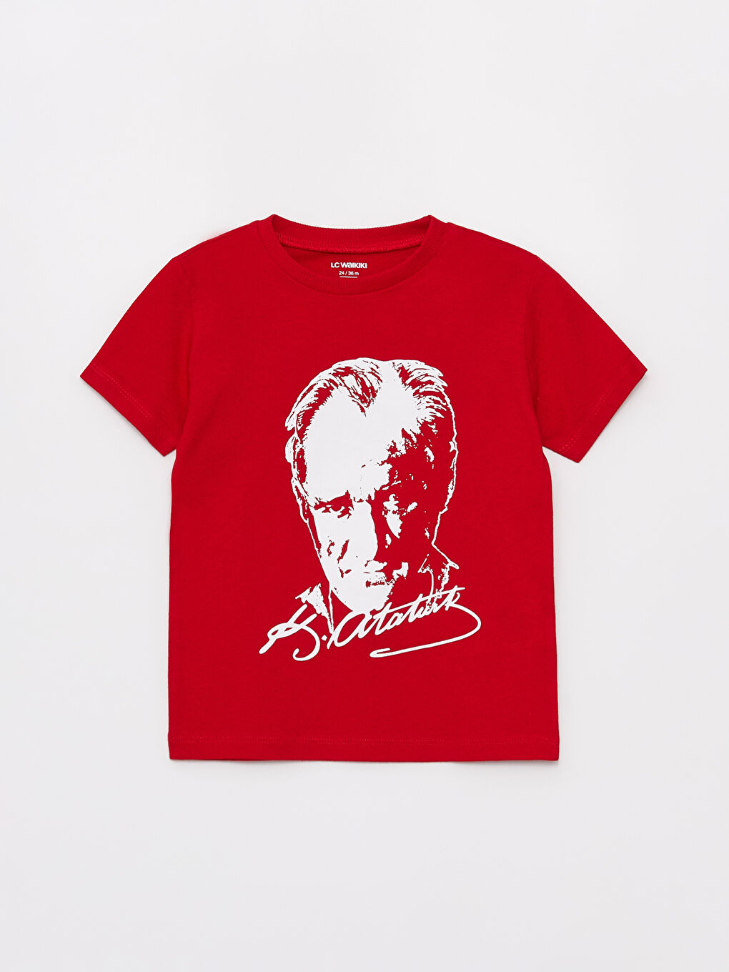 Kırmızı Bisiklet Yaka Atatürk Baskılı Erkek Bebek Tişört-5