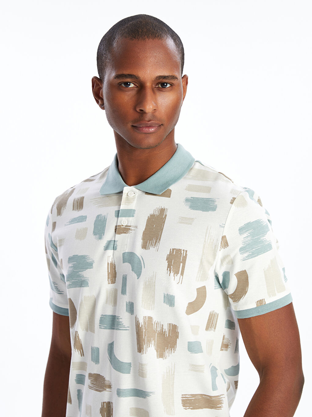 Polo Neck Short Sleeve Patterned Pique Men's T-Shirt -S4DL68Z8-J1R