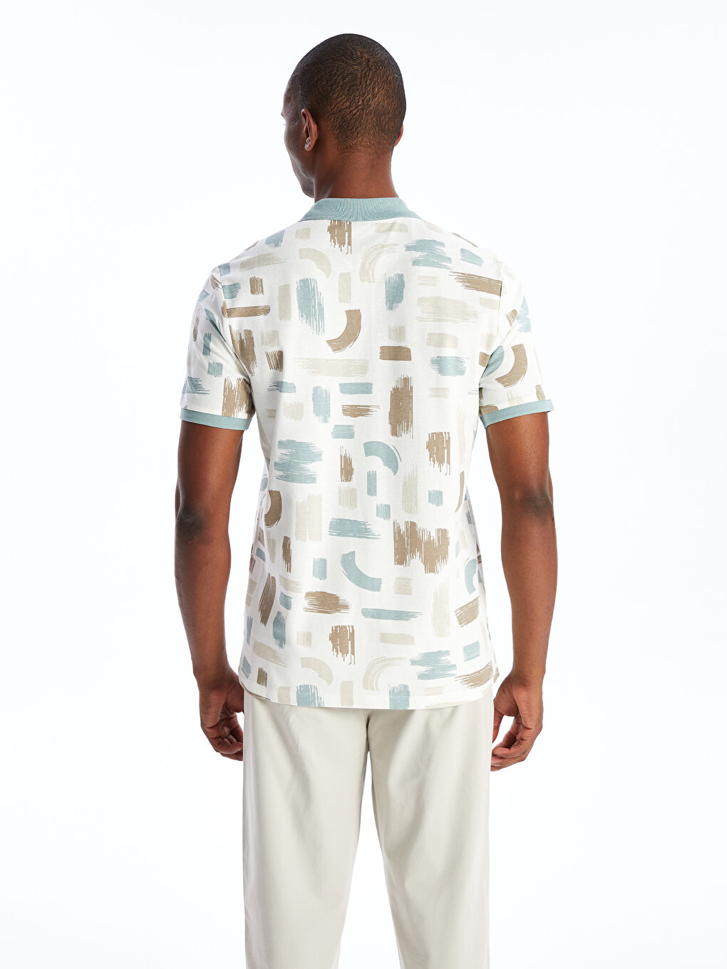 Polo Neck Short Sleeve Patterned Pique Men's T-Shirt -S4DL68Z8-J1R