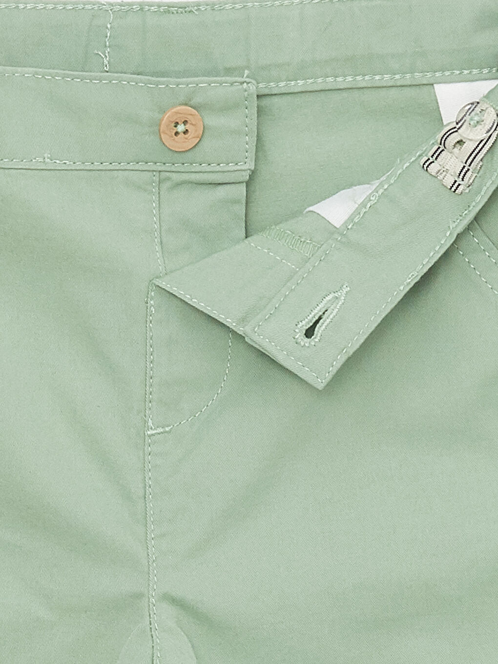 Yeşil Beli Lastikli Basic Erkek Bebek Şort-2