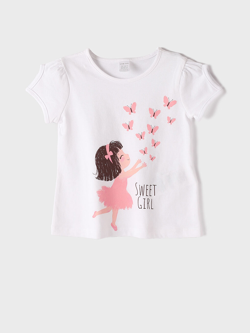 تيشيرت ياقة دائرية كم قصير للبنات الرضع