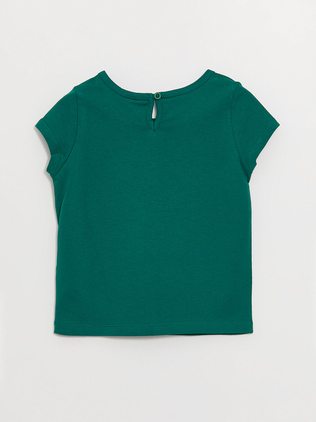 Yeşil Bisiklet Yaka Baskılı Kısa Kollu Kız Bebek Tişört-2