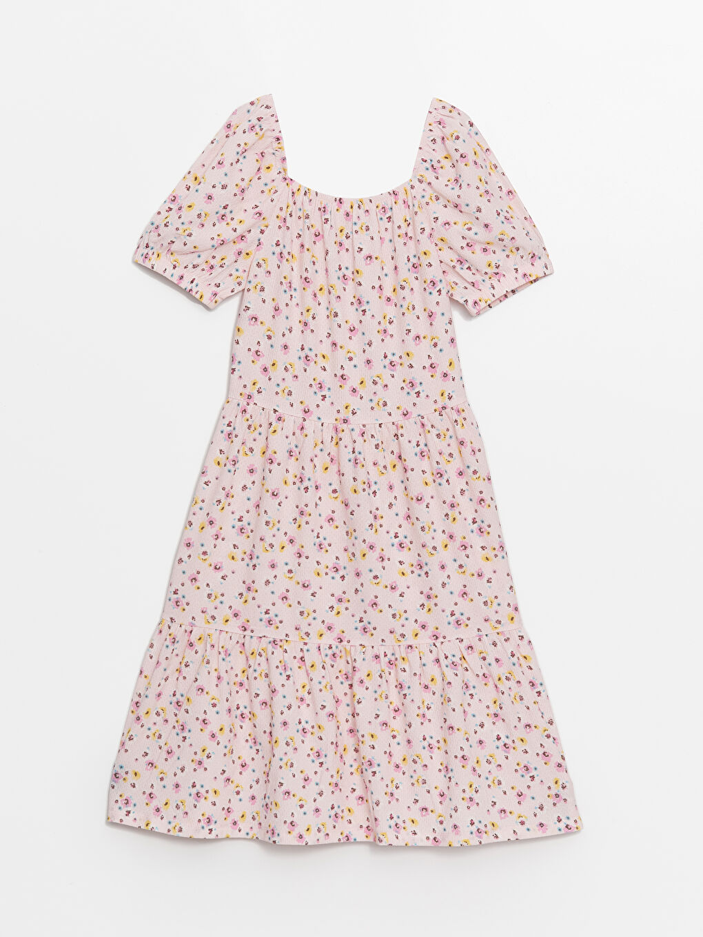 LCW Kids Square Collar Floral Short Sleeve Girls' Dress
