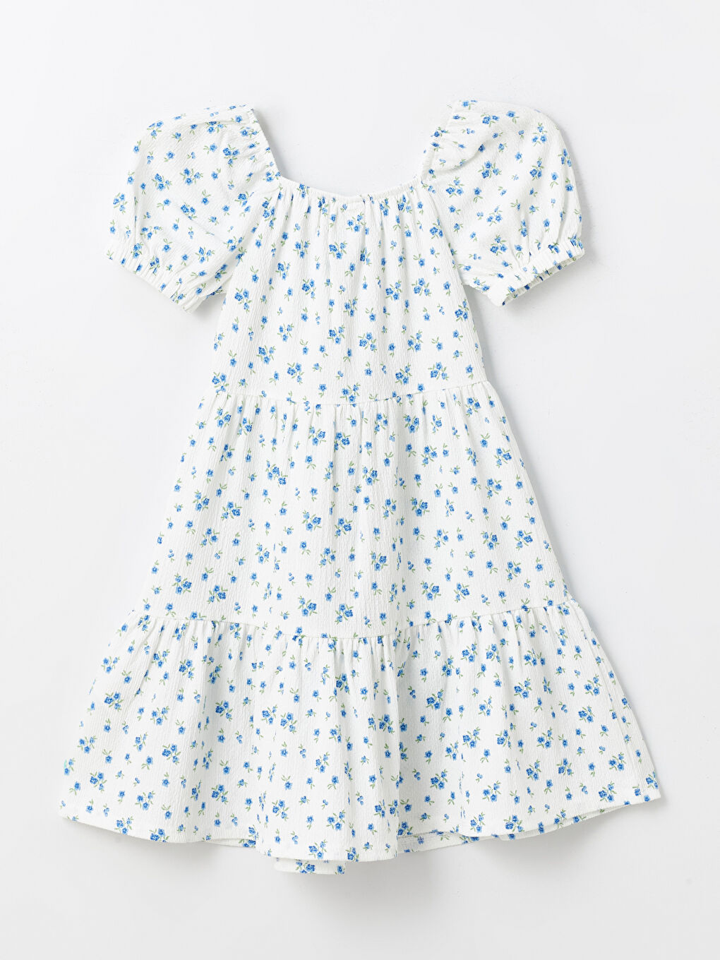 Φόρεμα για Κορίτσια με Τετράγωνο Γιακά, Φλοράλ και Κοντό Μανίκι-1