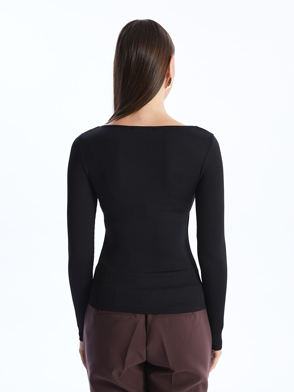 Square Neck Straight Long Sleeve Women's T-Shirt -S4DN29Z8-CVL