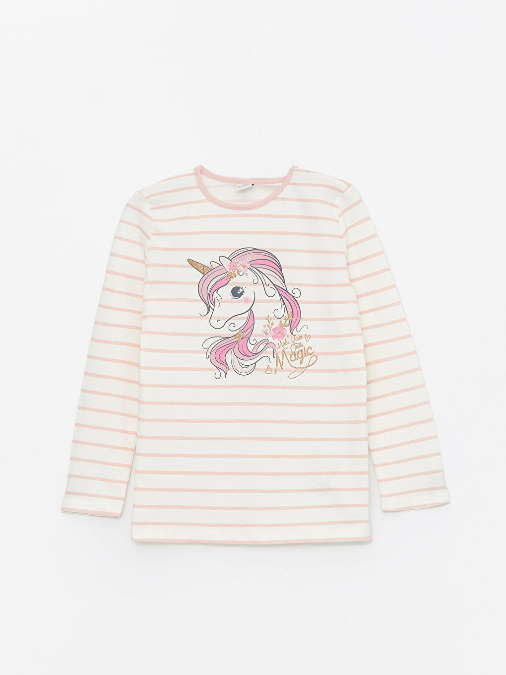 Crew Neck Printed Long Sleeve Girl T-shirt -S4DN51Z4-LRA