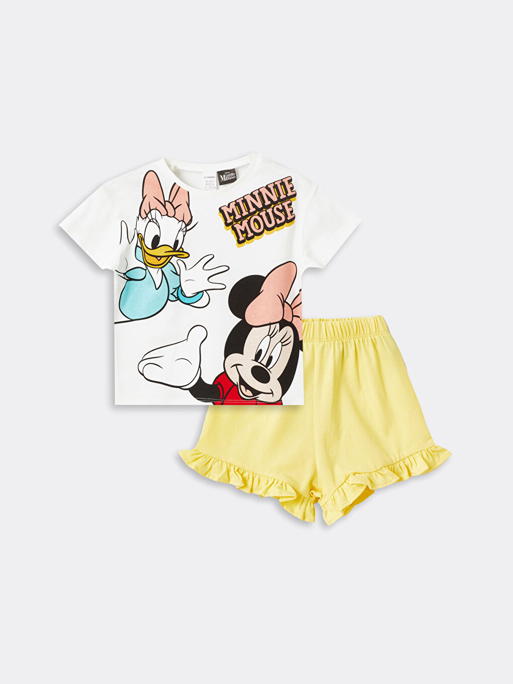 Crew Neck Minnie Mouse Printed Baby Girls' T-Shirt and Shorts 2 Pack Set