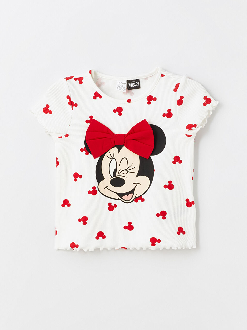 Crew Neck Short Sleeve Minnie Mouse Printed Baby Girls' T-Shirt