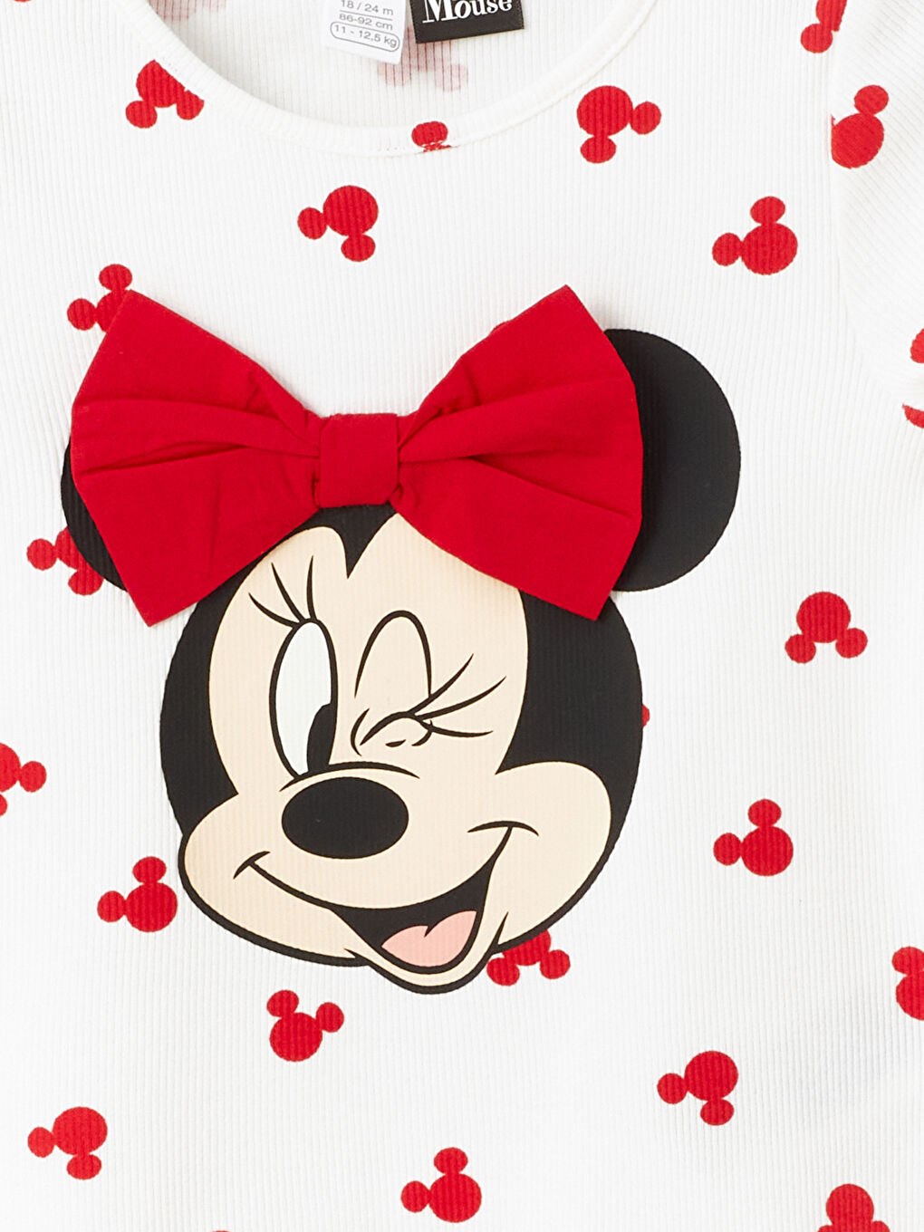 Crew Neck Short Sleeve Minnie Mouse Printed Baby Girls' T-Shirt-1