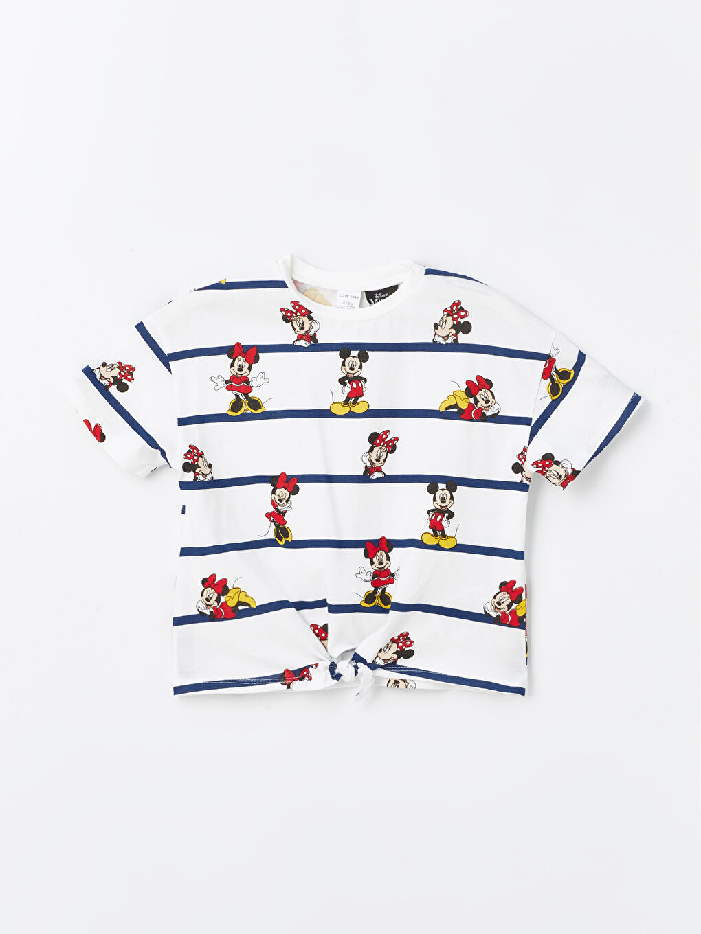 Crew Neck Short Sleeve Minnie Mouse Printed Baby Girls' T-Shirt