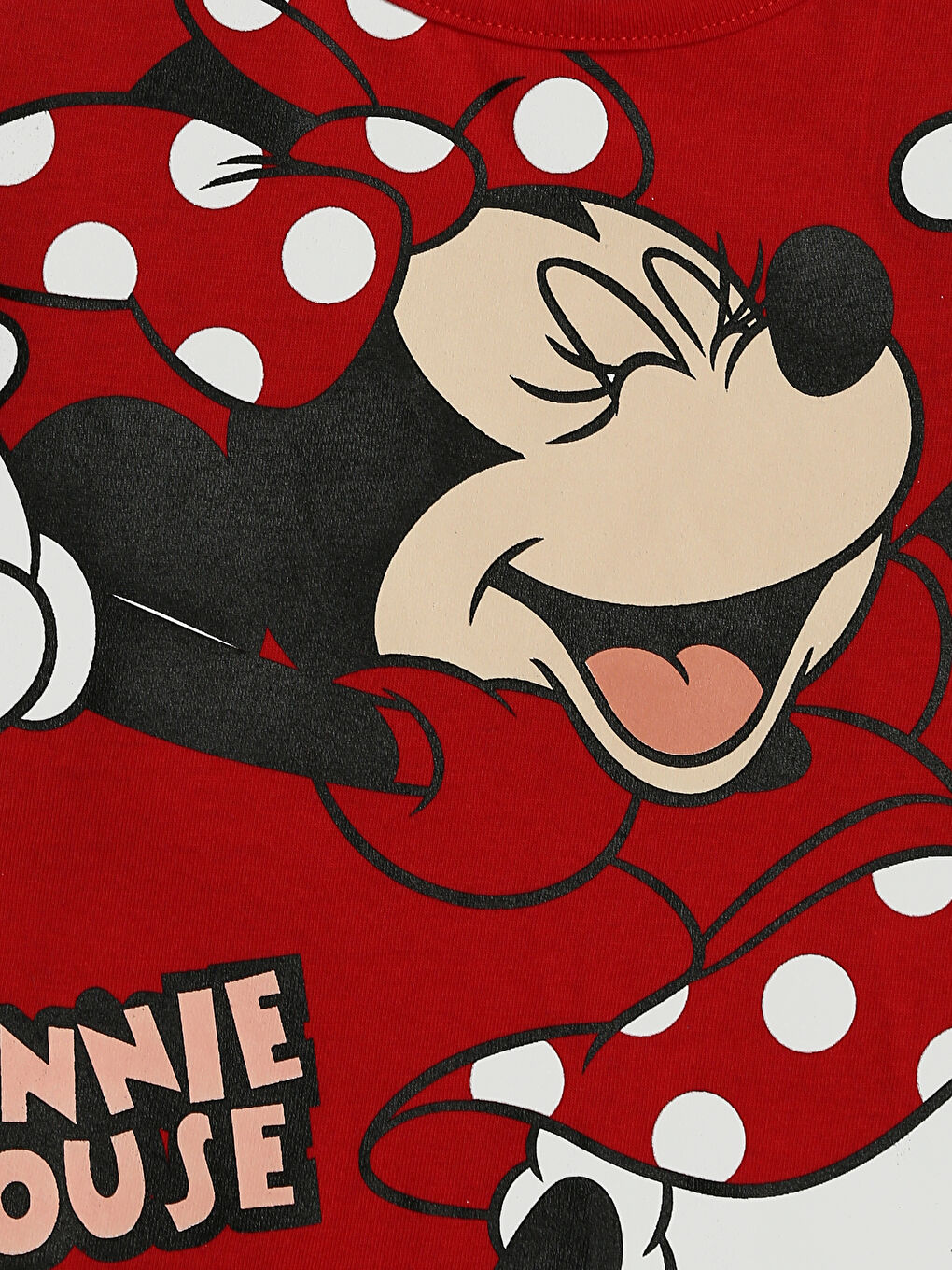 сәби қыздарға арналған минни маус принтті ұзын жең дөңгелек жағалы футболка-2