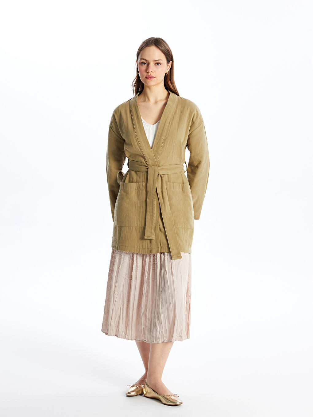 Shawl Collar Straight Long Sleeve Oversize Women's Kimono -S4DN96Z8-K6F