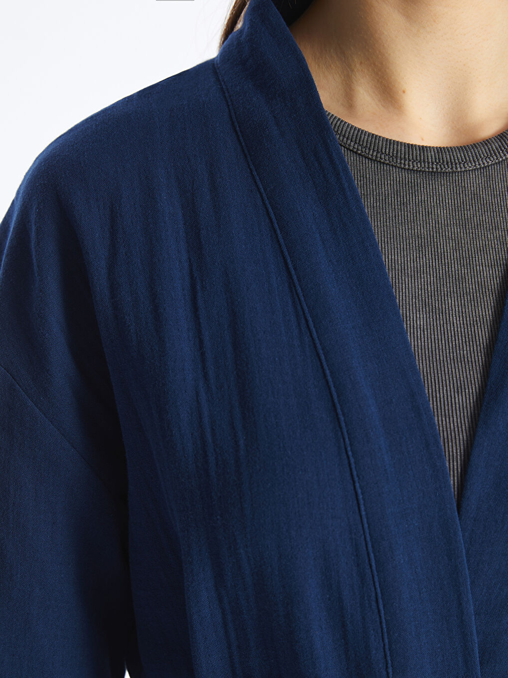 Shawl Collar Plain Long Sleeve Oversize Women's Kimono -S4DN96Z8-UEF