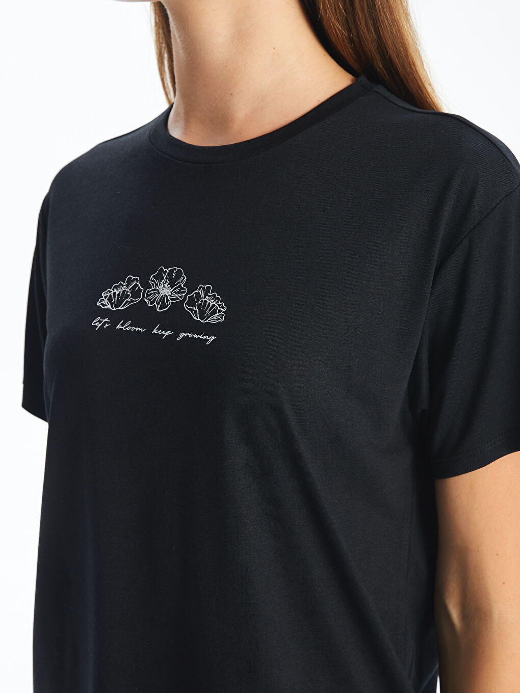 Crew Neck Printed Short Sleeve Women's T-shirt -S4DO09Z8-CVL