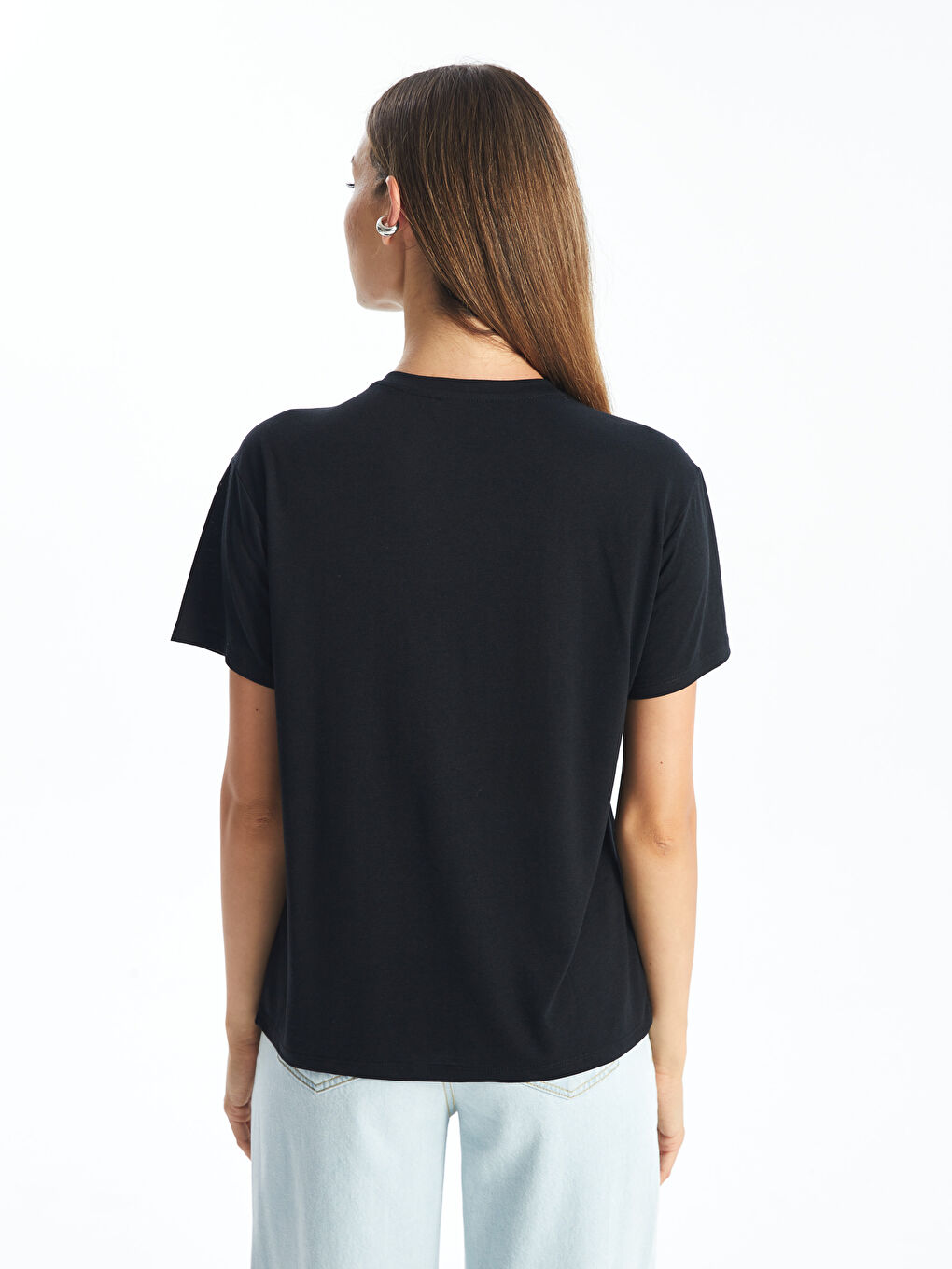 Crew Neck Printed Short Sleeve Women's T-shirt -S4DO09Z8-CVL