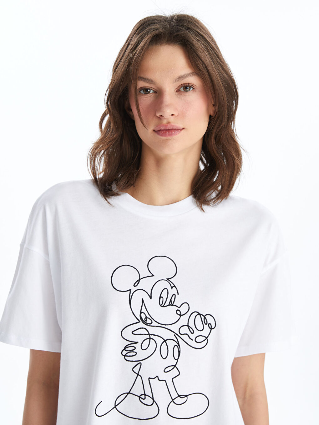 LC Waikiki Crew Neck Mickey Mouse Printed Short Sleeve Women's T-Shirt -S4DO55Z8-Q6K