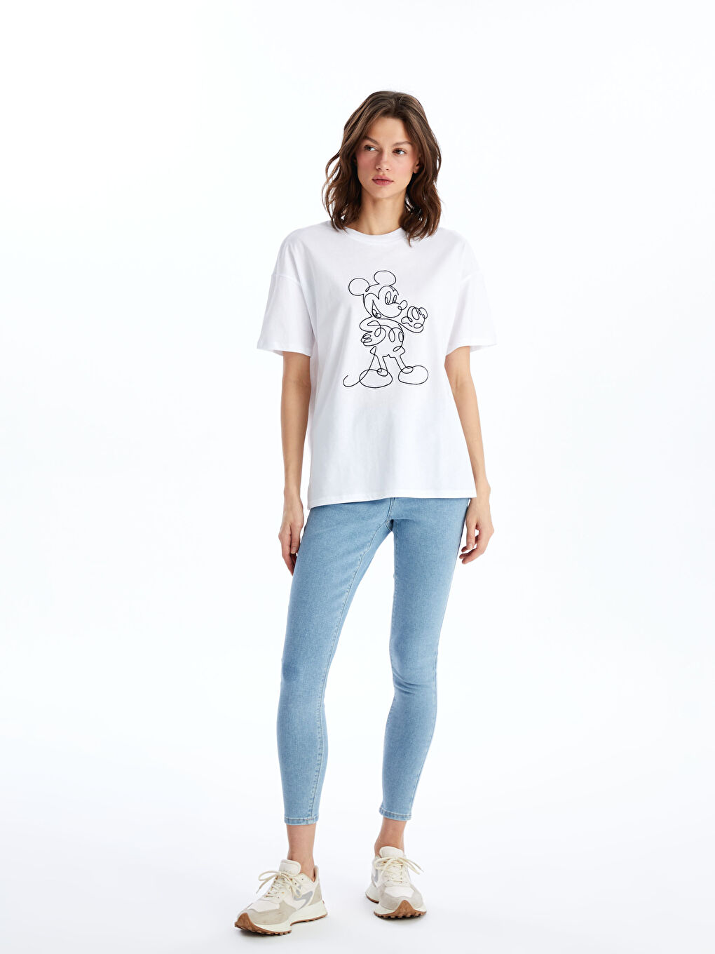 LC Waikiki Crew Neck Mickey Mouse Printed Short Sleeve Women's T-Shirt -S4DO55Z8-Q6K