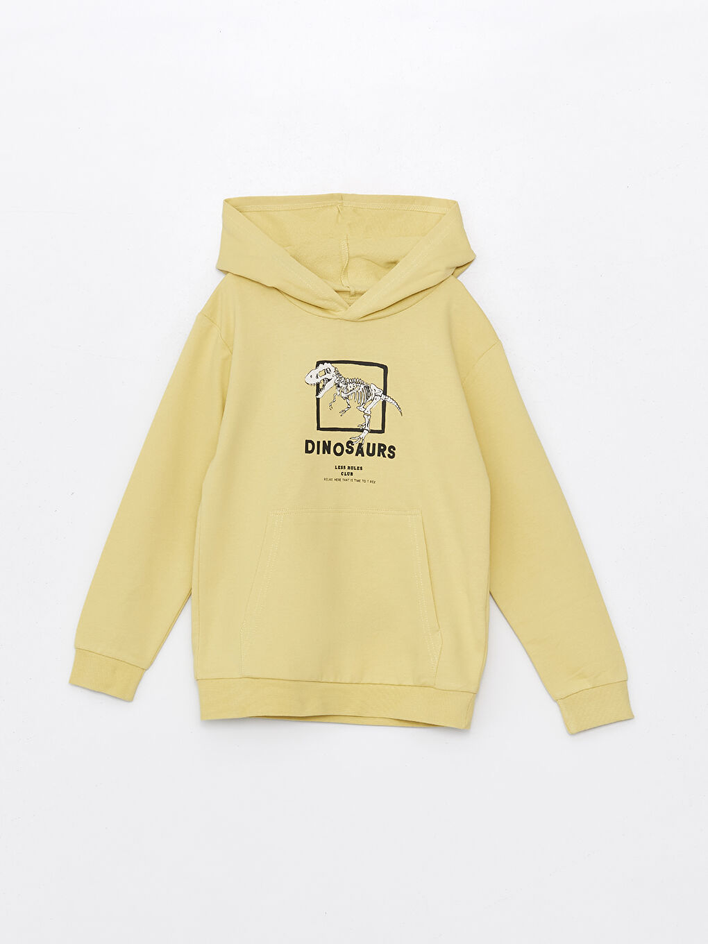 LCW Kids Açık Zeytin Yeşili Kapüşonlu Baskılı Uzun Kollu Erkek Çocuk Sweatshirt