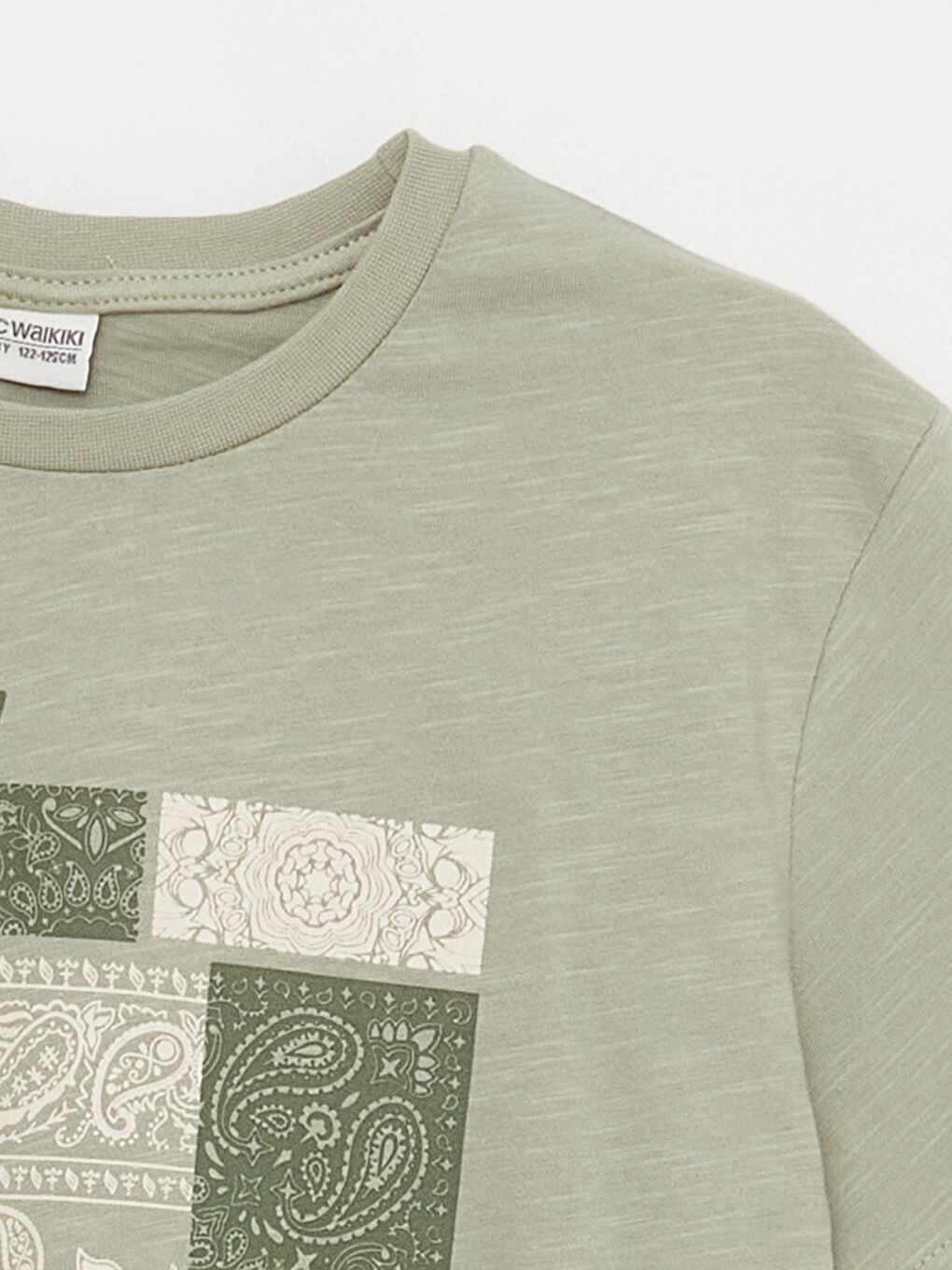 Yeşil Bisiklet Yaka Baskılı Kısa Kollu Erkek Çocuk Tişört-1