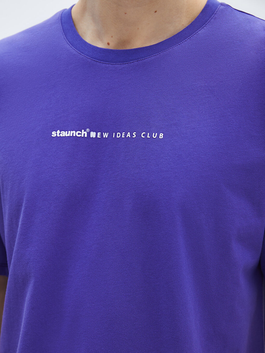 Mor Bisiklet Yaka Kısa Kollu Baskılı Penye Erkek Tişört-3