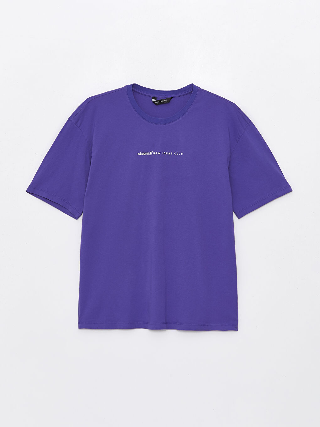 Mor Bisiklet Yaka Kısa Kollu Baskılı Penye Erkek Tişört-5