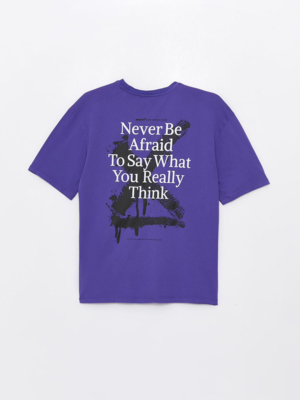 Mor Bisiklet Yaka Kısa Kollu Baskılı Penye Erkek Tişört-6