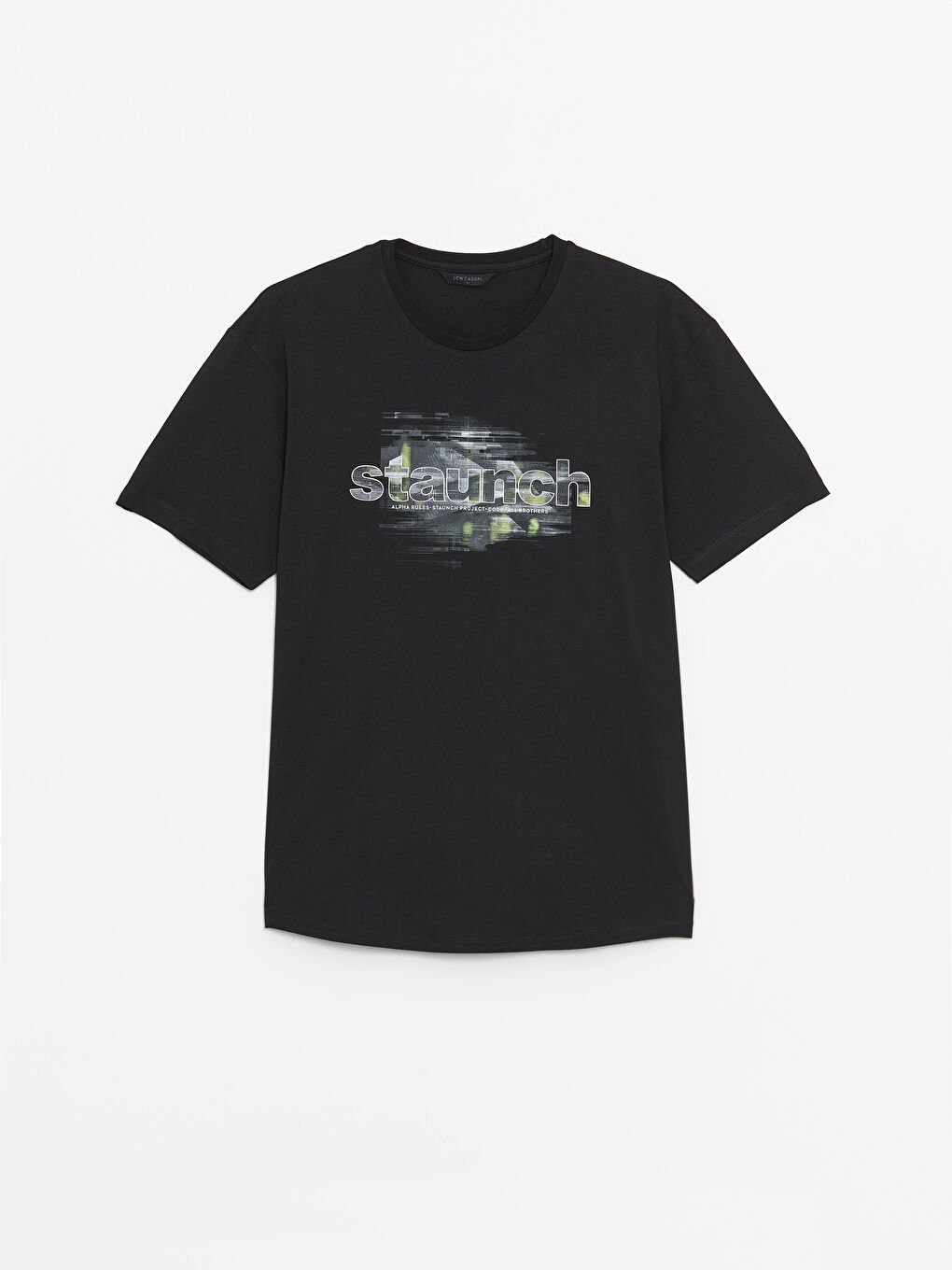 Siyah Bisiklet Yaka Kısa Kollu Baskılı Penye Erkek Tişört-5