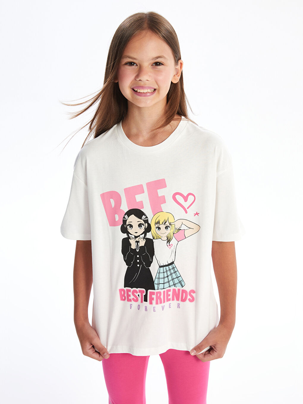 Crew Neck Printed Short Sleeve Girl T-shirt -S4DO94Z4-FDU
