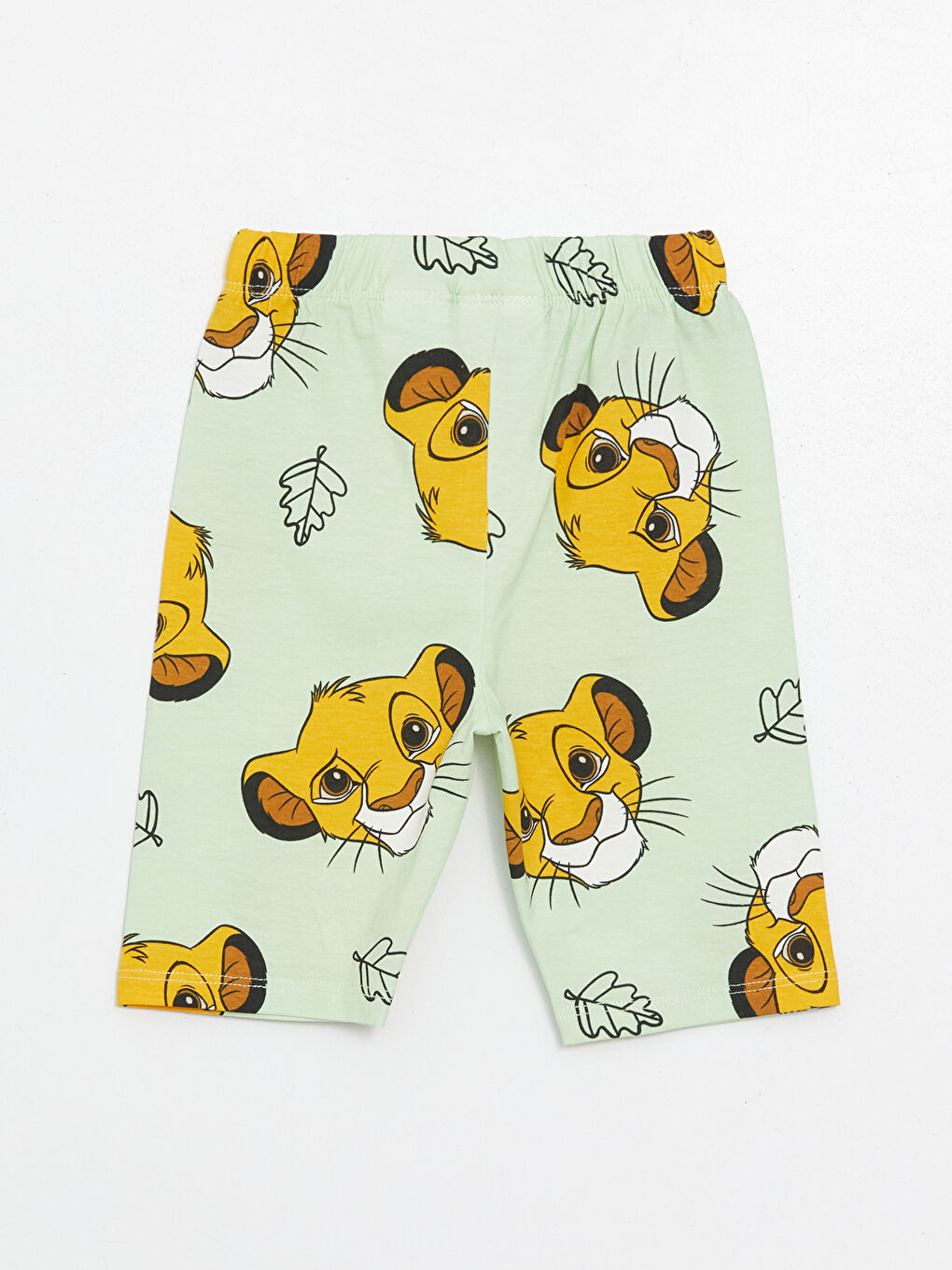 LCW baby Pastel Yeşil Bisiklet Yaka Kısa Kollu Lion King Baskılı Erkek Bebek Şortlu Pijama Takımı - 5