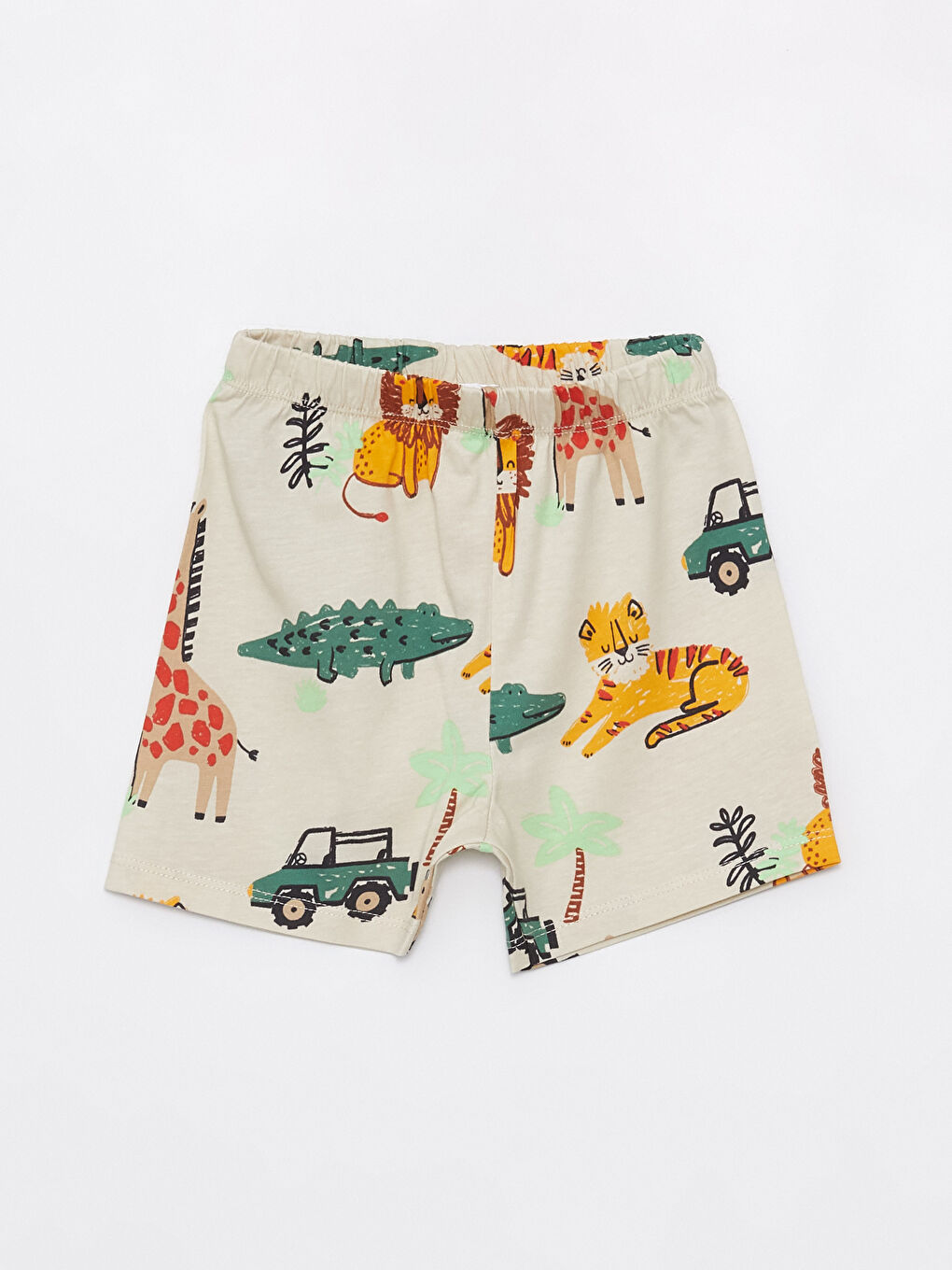 Turuncu Beli Lastikli Baskılı Erkek Bebek Şort Pijama Alt