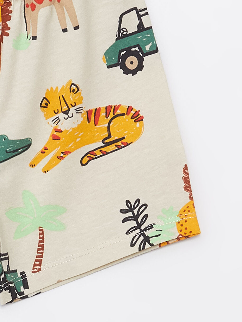 Turuncu Beli Lastikli Baskılı Erkek Bebek Şort Pijama Alt-1